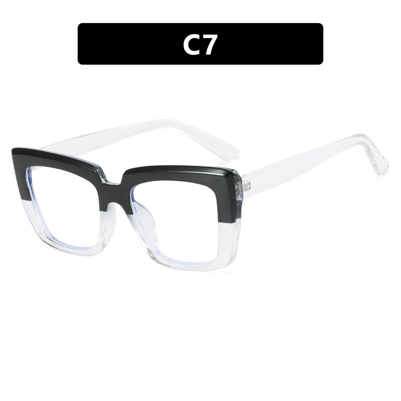 Square Large Frame Cat Eye Flat Mirror 2024 New Personalized Anti-Blue Light Glasses Frame Candy Rainbow Eye