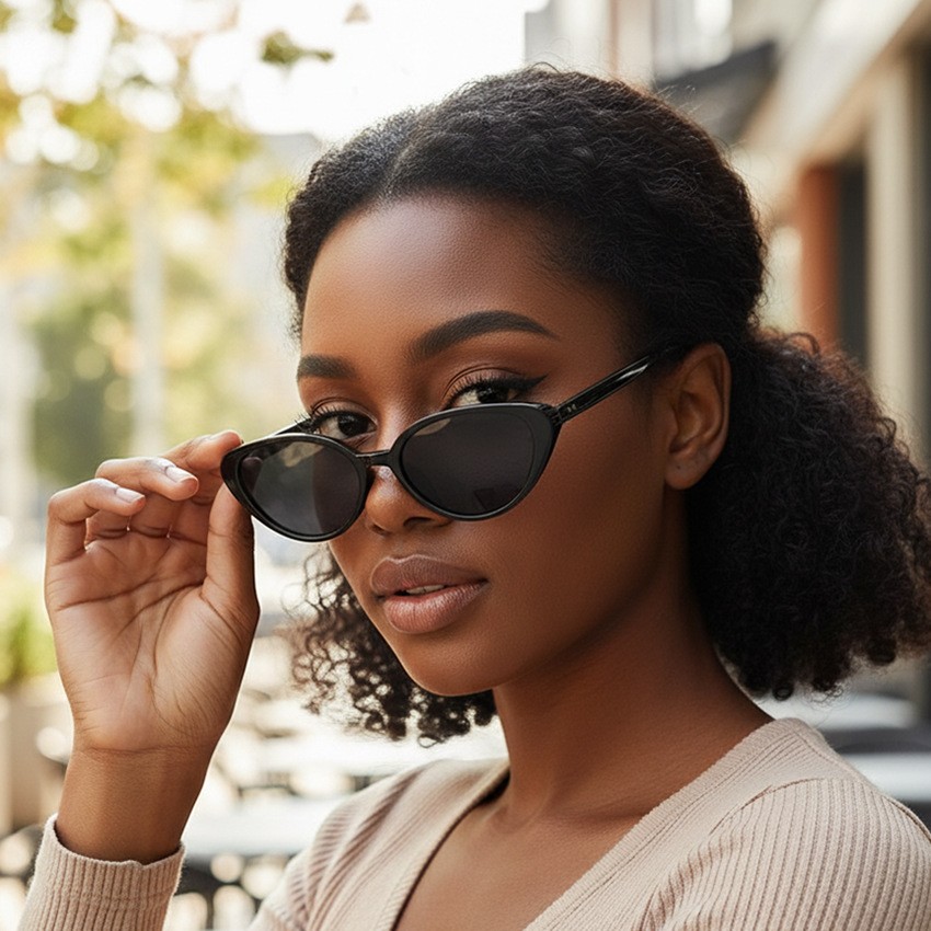 Fashion New Cat Eye Sunglasses Personalized Versatile Street Shot Internet Celebrity Same Frame Sunglasses Anti-Blue Flat Glasses