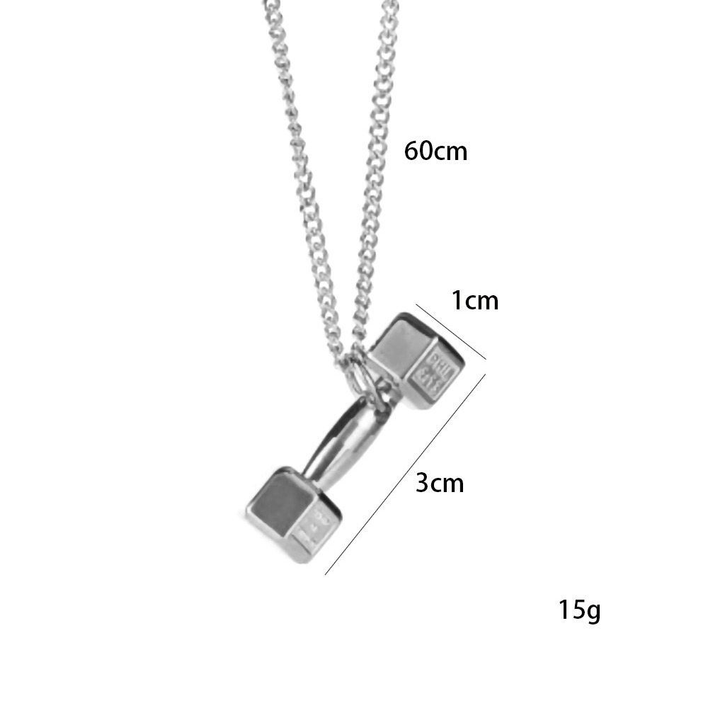 Fashion Fitness Engraving Dumbbell Necklace Men'S Pendant Domineering Personality Couple Girls Simple Jewelry