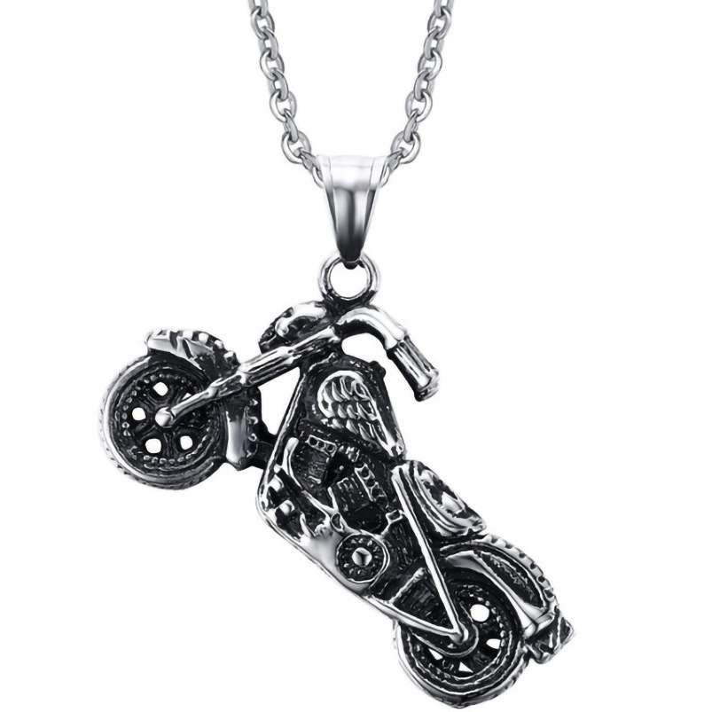 Punk Style Street Style Personality Fashion Domineering Locomotive Motorcycle Style Trend Cross Chain Necklace Men