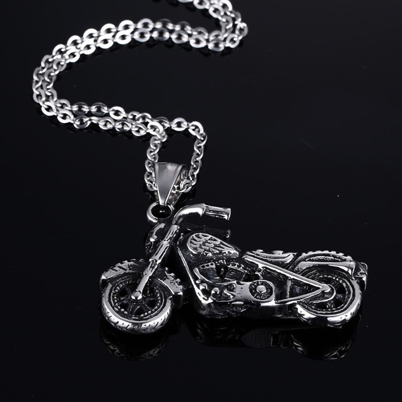 Punk Style Street Style Personality Fashion Domineering Locomotive Motorcycle Style Trend Cross Chain Necklace Men