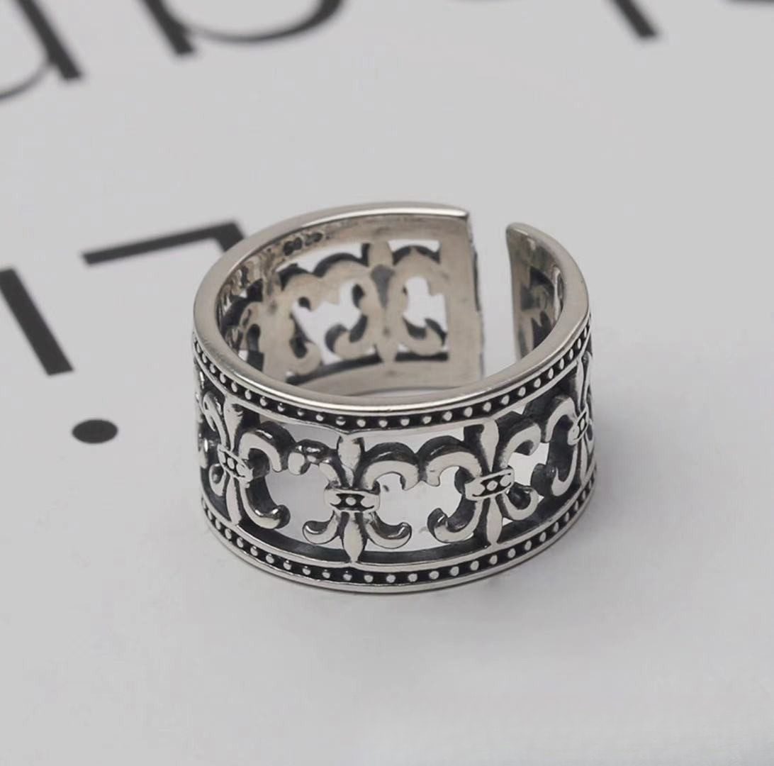 Wings Cross Graffiti Letters Open Ring Domineering Personality Men'S Ring