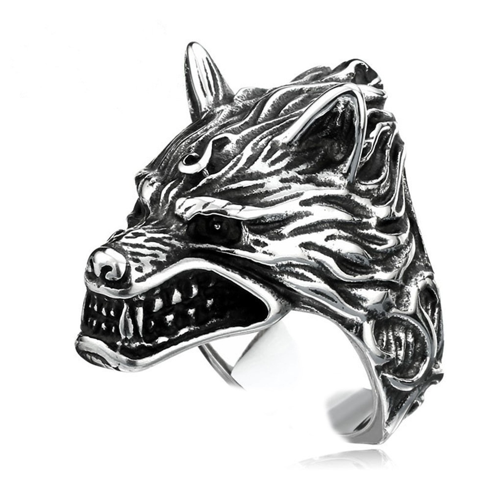 Vintage Punk Snake Ring Lizard Dog Pharaoh Open Ring Adjustable Cross Crown Lion Head Ring