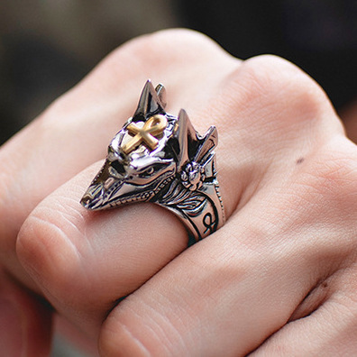 Vintage Punk Snake Ring Lizard Dog Pharaoh Open Ring Adjustable Cross Crown Lion Head Ring