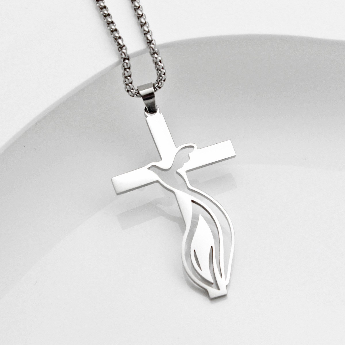 Stainless Steel Cross Necklace Hollow Flowers Various Prayer Gifts Gifts