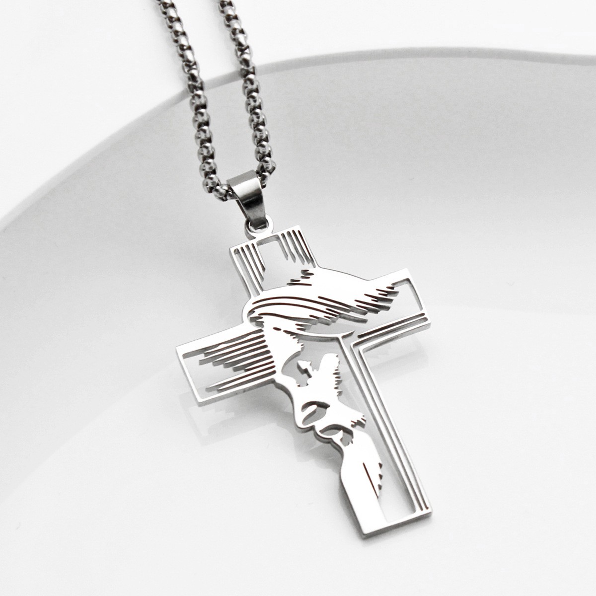 Stainless Steel Cross Necklace Hollow Flowers Various Prayer Gifts Gifts