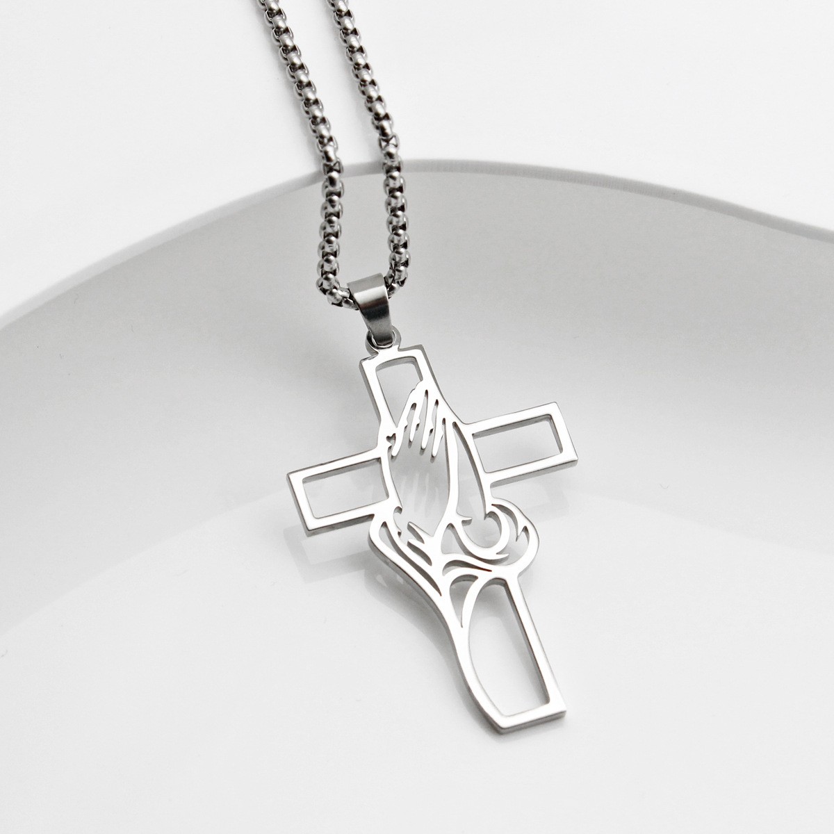 Stainless Steel Cross Necklace Hollow Flowers Various Prayer Gifts Gifts