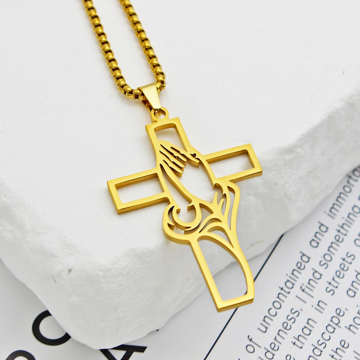 Stainless Steel Cross Necklace Hollow Flowers Various Prayer Gifts Gifts