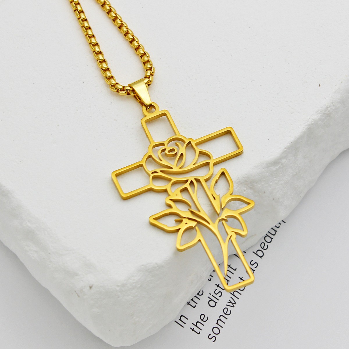 Stainless Steel Cross Necklace Hollow Flowers Various Prayer Gifts Gifts