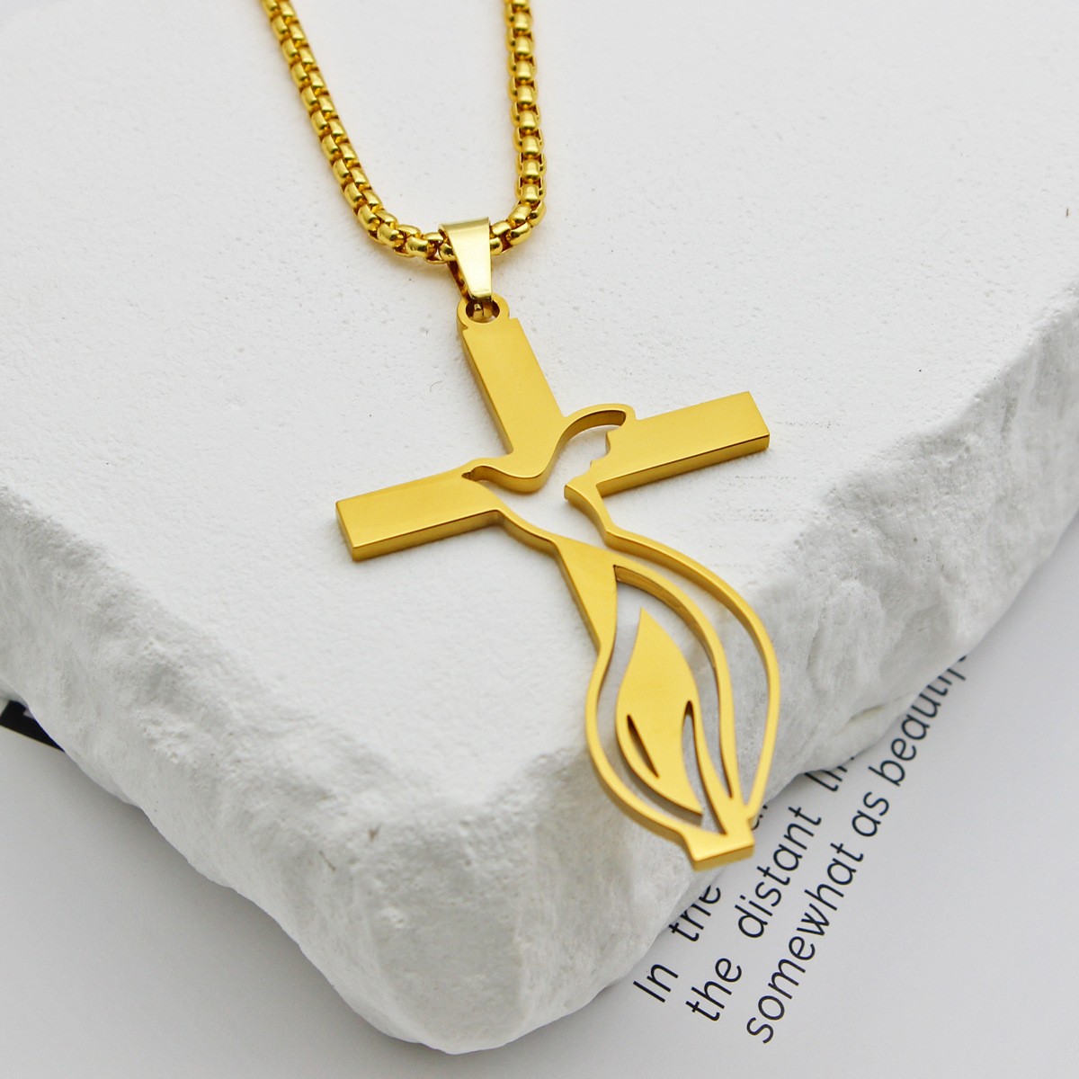 Stainless Steel Cross Necklace Hollow Flowers Various Prayer Gifts Gifts