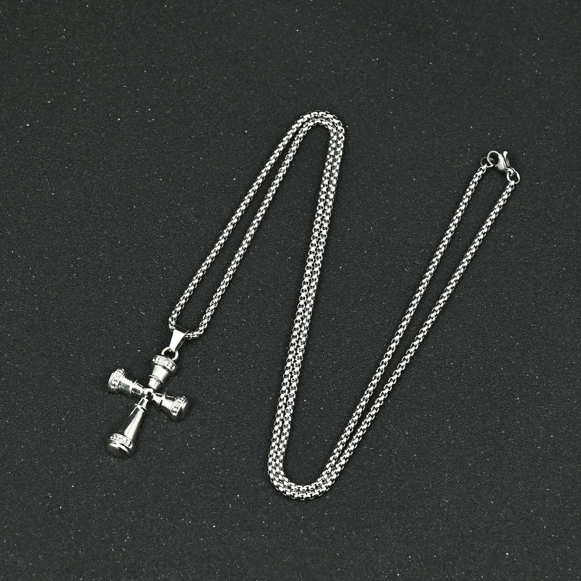 Hip Hop Cross Pendant Versatile Metal Chain Men'S And Women'S Necklace Jewelry With Sweater Chain