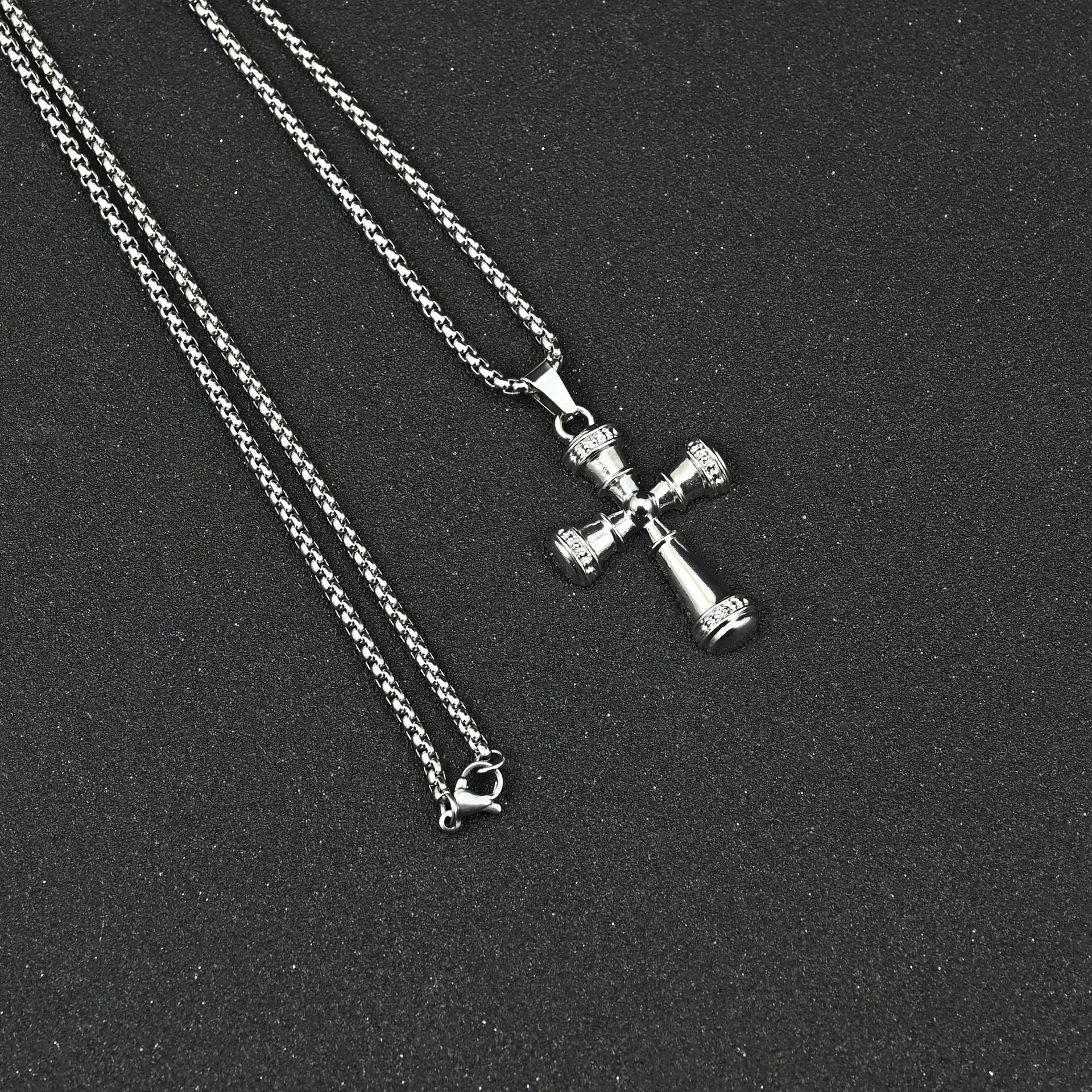 Hip Hop Cross Pendant Versatile Metal Chain Men'S And Women'S Necklace Jewelry With Sweater Chain