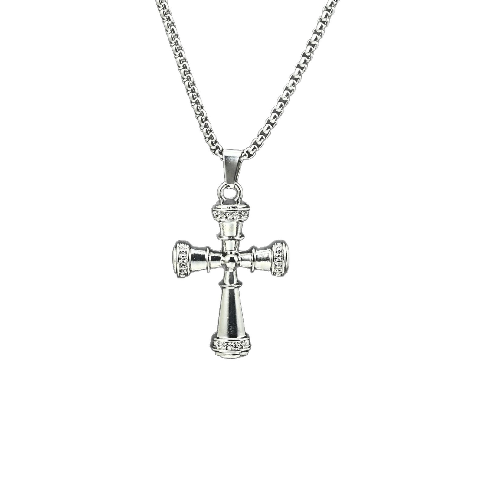 Hip Hop Cross Pendant Versatile Metal Chain Men'S And Women'S Necklace Jewelry With Sweater Chain
