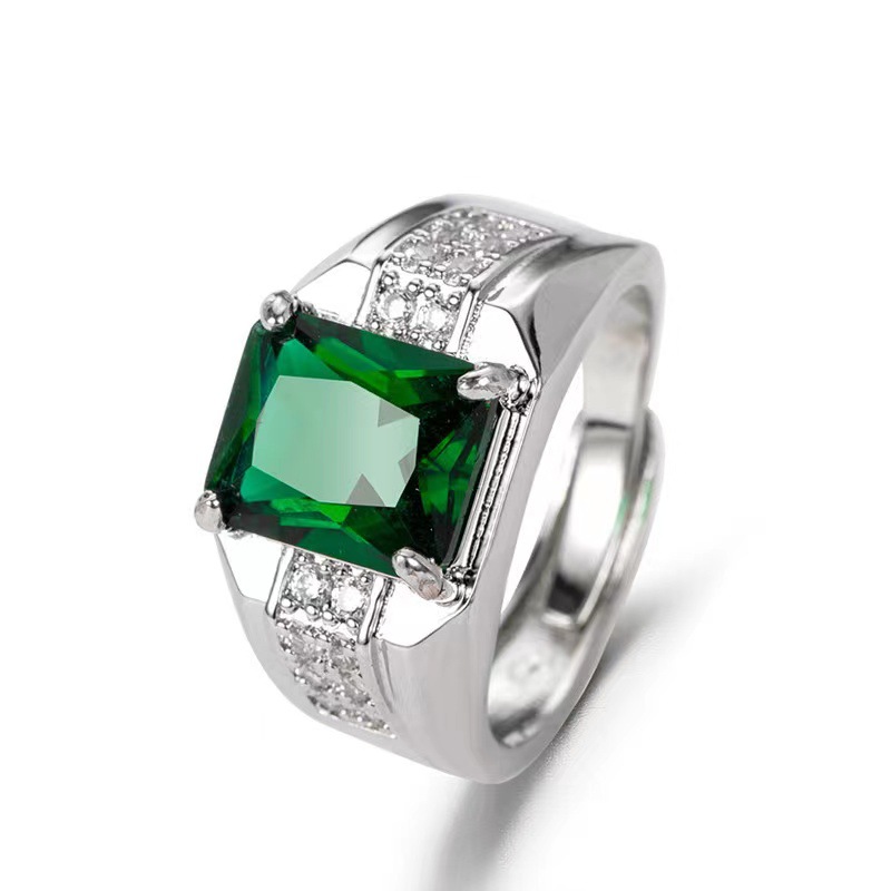 Emerald Men'S Ring Sapphire Diamond Green Tip Trendy Men'S Live Ring Ring