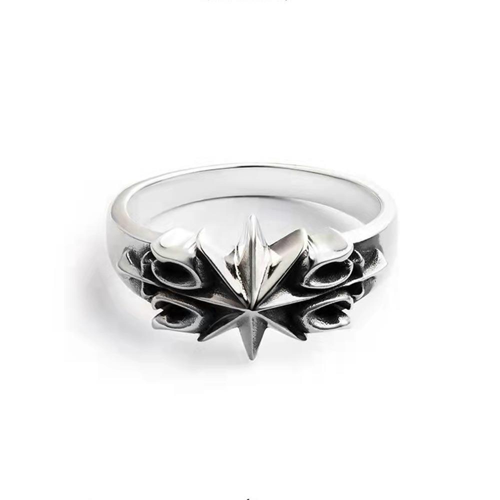 Hexagram Ring Plain Silver Retro Personalized Ring Niche Design Cold Wind Ring Ring Factory