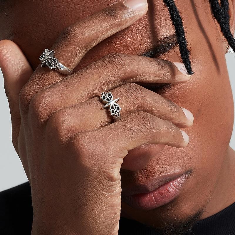 Hexagram Ring Plain Silver Retro Personalized Ring Niche Design Cold Wind Ring Ring Factory