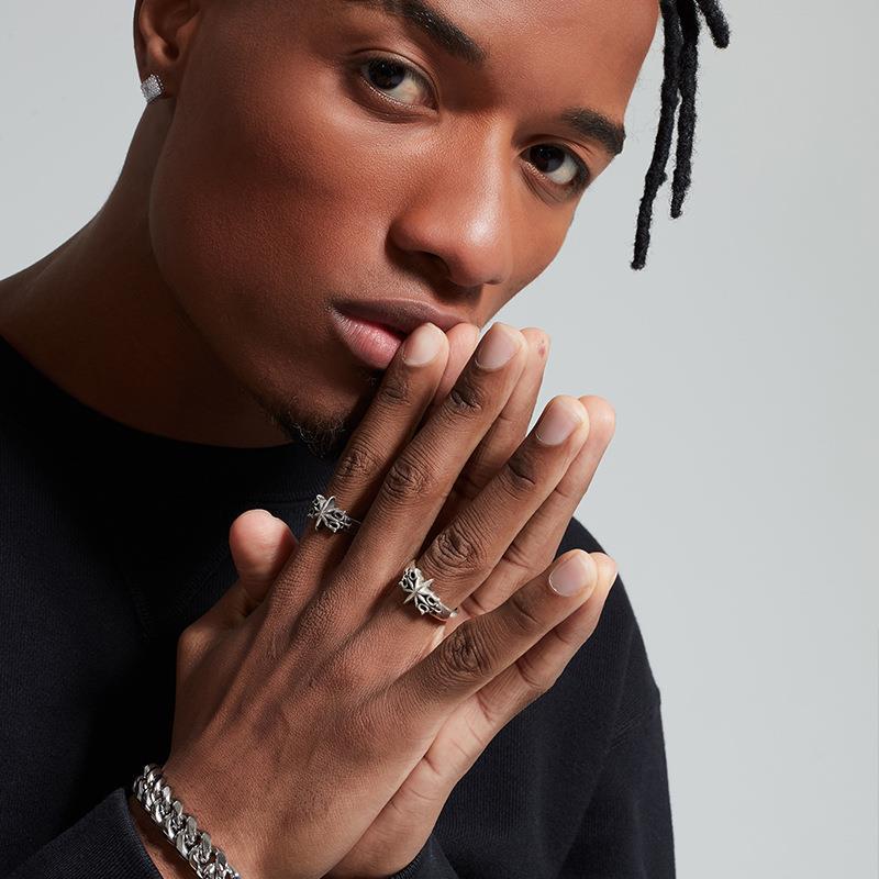 Hexagram Ring Plain Silver Retro Personalized Ring Niche Design Cold Wind Ring Ring Factory