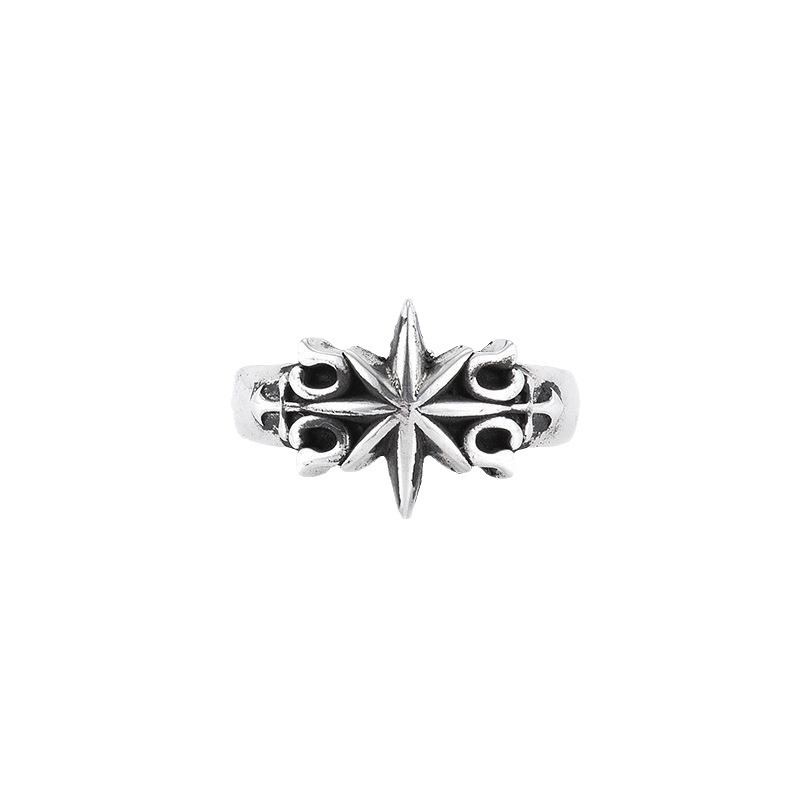 Hexagram Ring Plain Silver Retro Personalized Ring Niche Design Cold Wind Ring Ring Factory