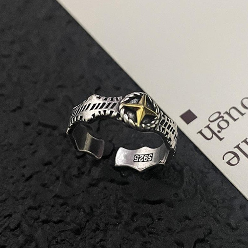 Vintage Cross Thai Silver Ring Men And Women Design Sense Niche Personality Punk High Street Opening Couple Ring