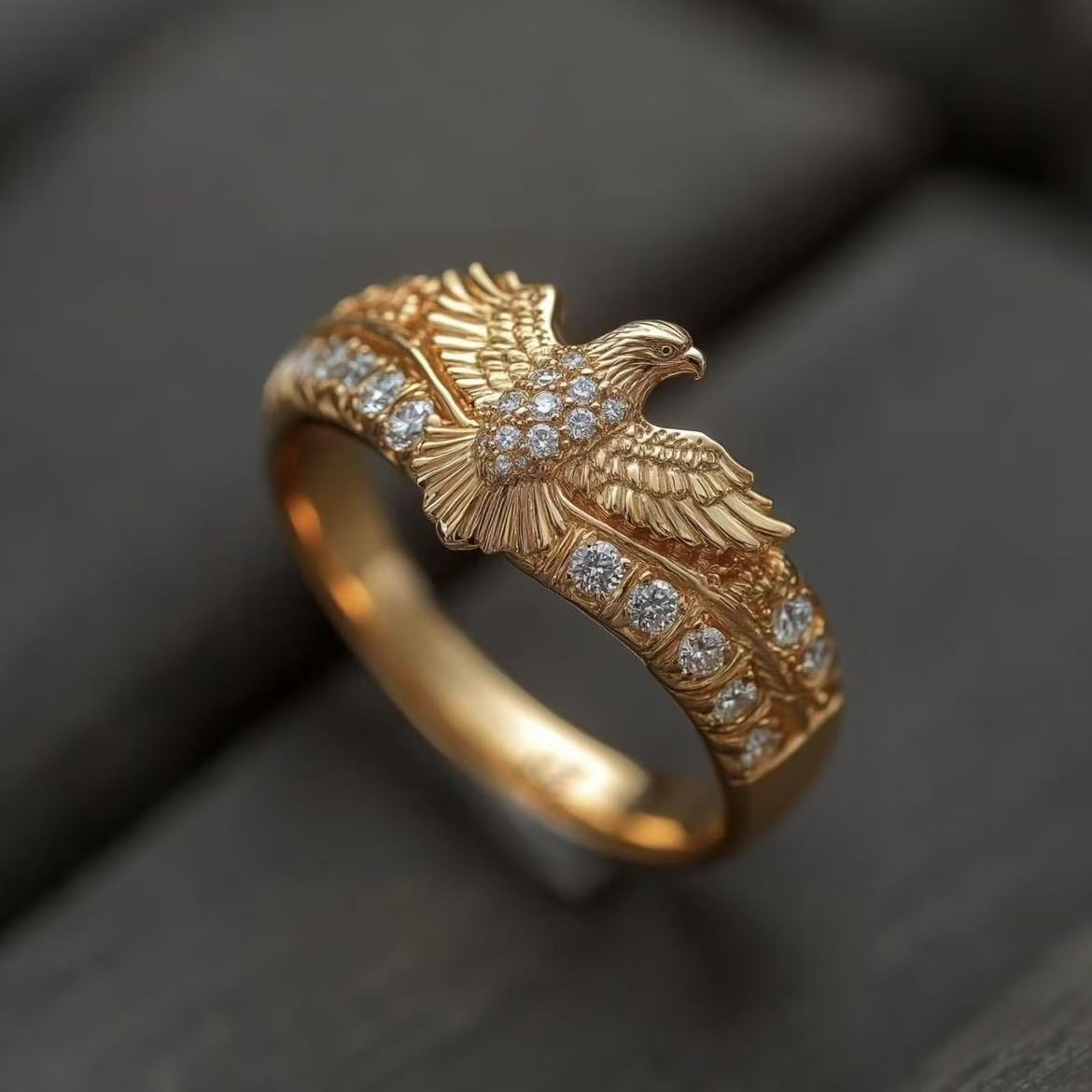 New Eagle Wings Golden Ring, Simple Animal Shape Men'S And Women'S Versatile Jewelry
