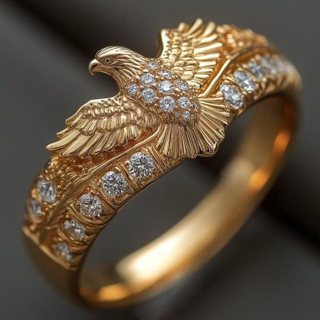 New Eagle Wings Golden Ring, Simple Animal Shape Men'S And Women'S Versatile Jewelry