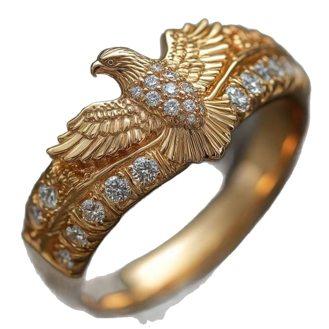 New Eagle Wings Golden Ring, Simple Animal Shape Men'S And Women'S Versatile Jewelry
