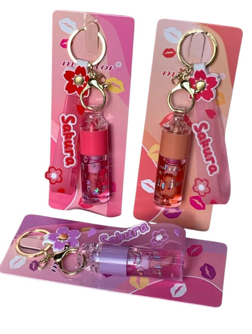 Phone charm with phone lanyard and a portable pendant lip gloss, Butterfly Heart Moisturizing Lip Oil, Cute Daily Warm-Tone Color-Changing Star Glitter Gel Lip Gloss, Portable Hanging Design.