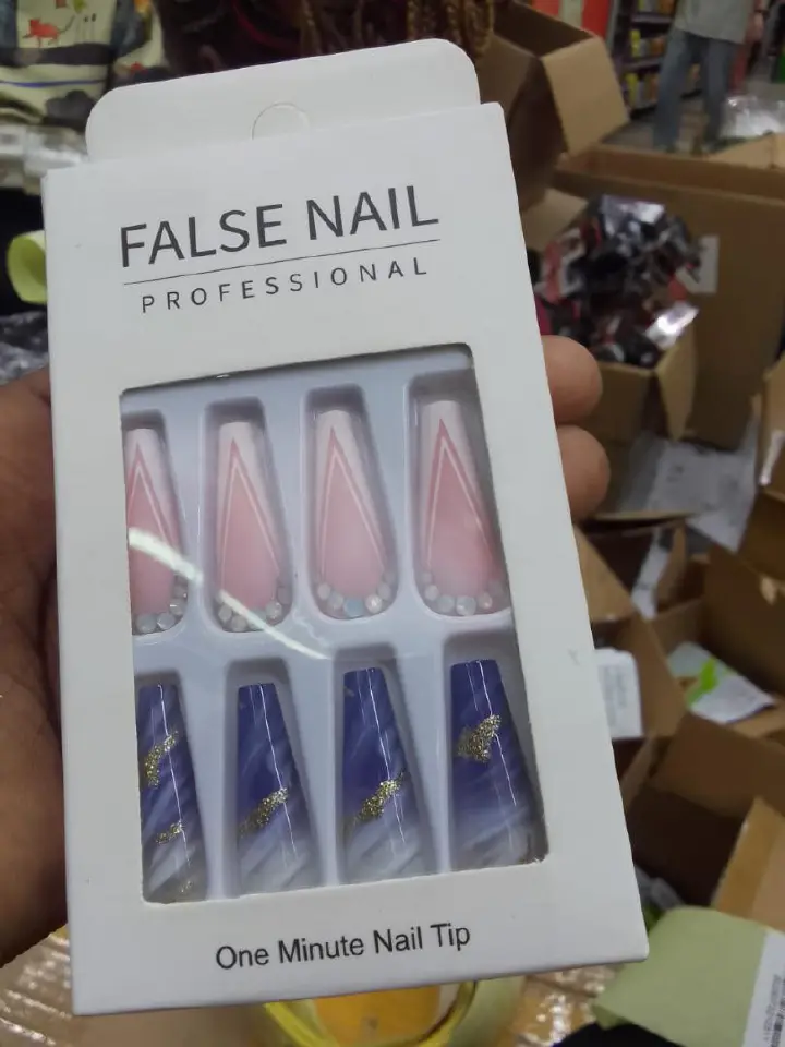 24 pcs Pattern Long & Short Luxury Press On Ballerina Nails Acrylic Stickons + Application Glue (1 Pack) Long Luxury Press On Ballerina Coffin Nails Acrylic Stickons Pressons False Faux Manicure Nails