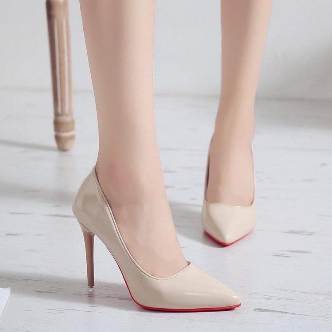 Red Bottom Heels 3-inch Elegant Gorgeous Closed Pointed Toe Slip-On Solid High Heels for Ladies Wedding Dress Shoes - Comfortable Stiletto Pumps FULLY RESTOCKED