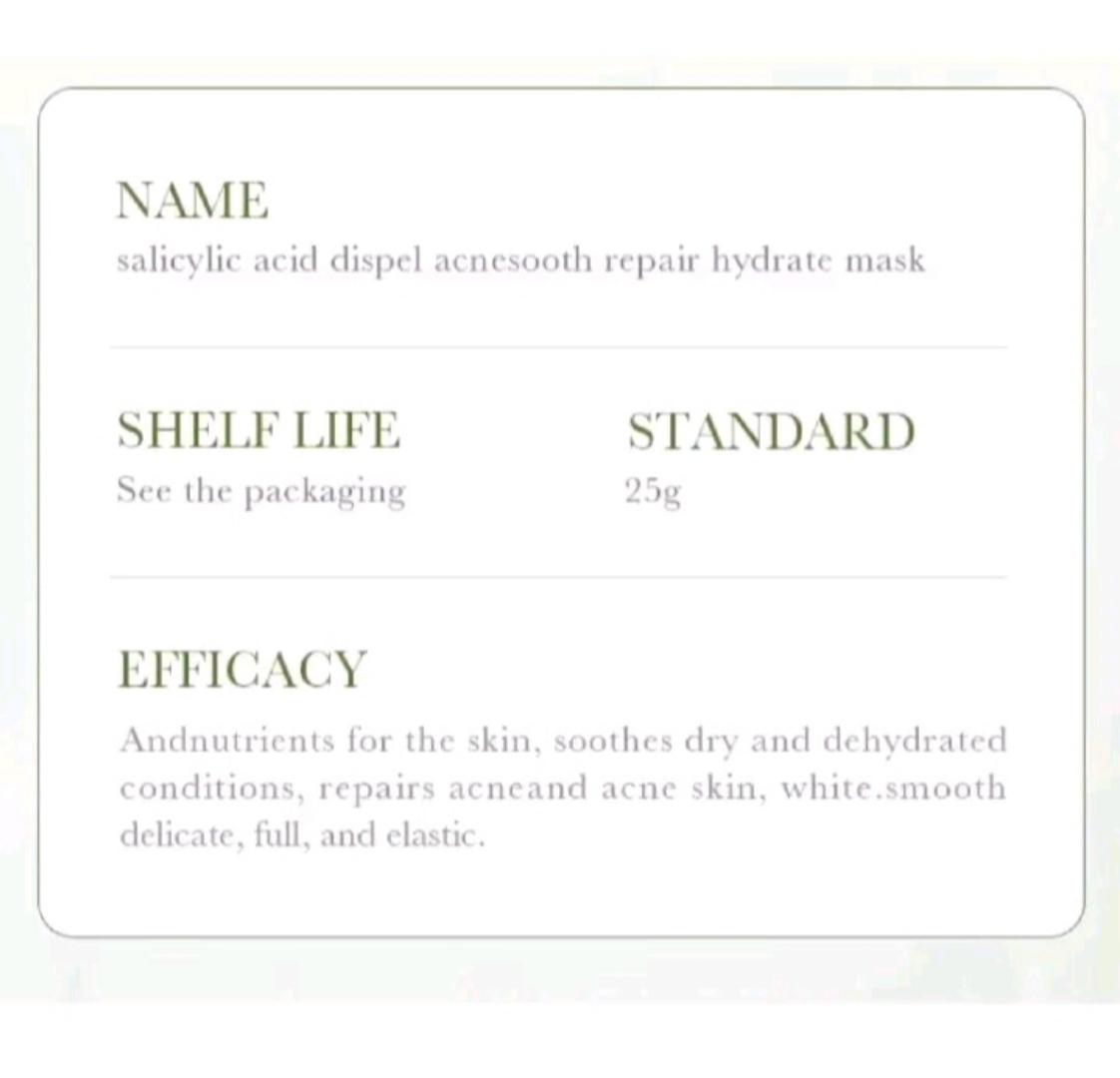 10 PIECES Sadoer Salicylic Acid Sheet Mask Pack Anti Acne Soothing Repair Hydrating Facial Mask Wholesale Price SADOER Acne Removing Control Soothing Repairing Moisturizing Face Mask