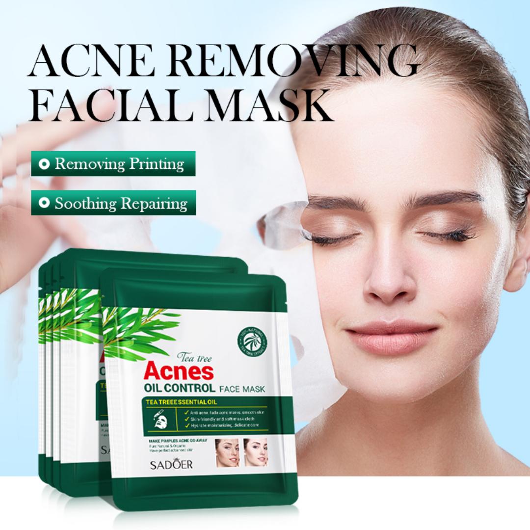 10 SADOER Tea Tree Acne Removing Facial Mask is a sheet mask designed to address acne and oily skin concerns.Formulated with tea tree essential oil,Natural antibacterial and anti-inflammatory.