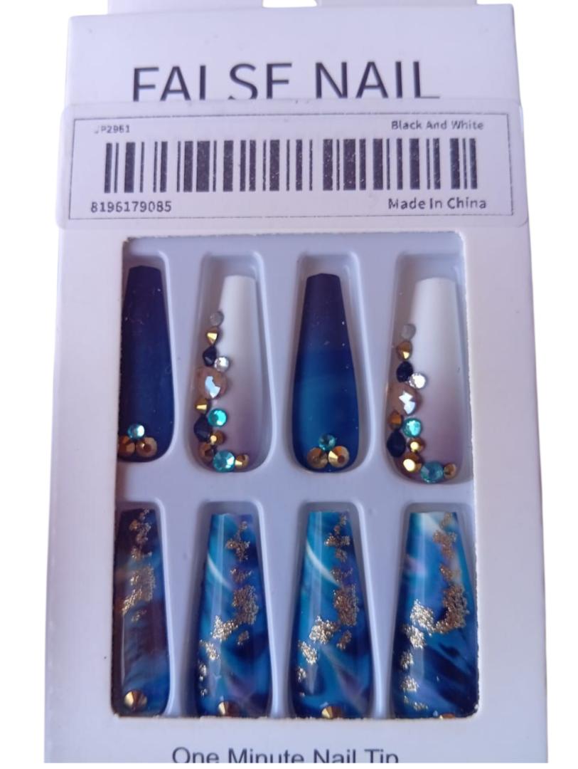 24 pcs Pattern Long & Short Luxury Press On Ballerina Nails Acrylic Stickons + Application Glue (1 Pack) Long Luxury Press On Ballerina Coffin Nails Acrylic Stickons Pressons False Faux Manicure Nails