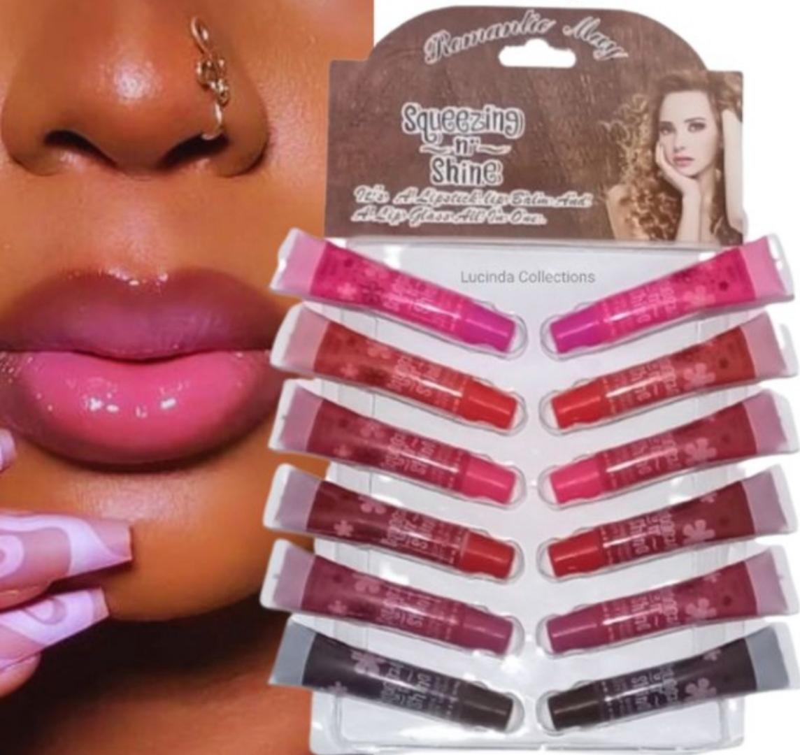 Romantic May 12/6Pcs Squeeze N Shine Lip Gloss Fruit Lip Balm