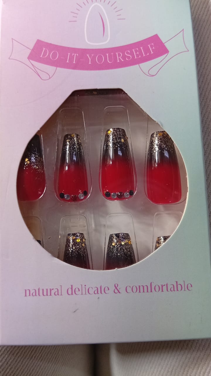 24 pcs Pattern Long & Short Luxury Press On Ballerina Nails Acrylic Stickons + Application Glue (1 Pack) Long Luxury Press On Ballerina Coffin Nails Acrylic Stickons Pressons False Faux Manicure Nails