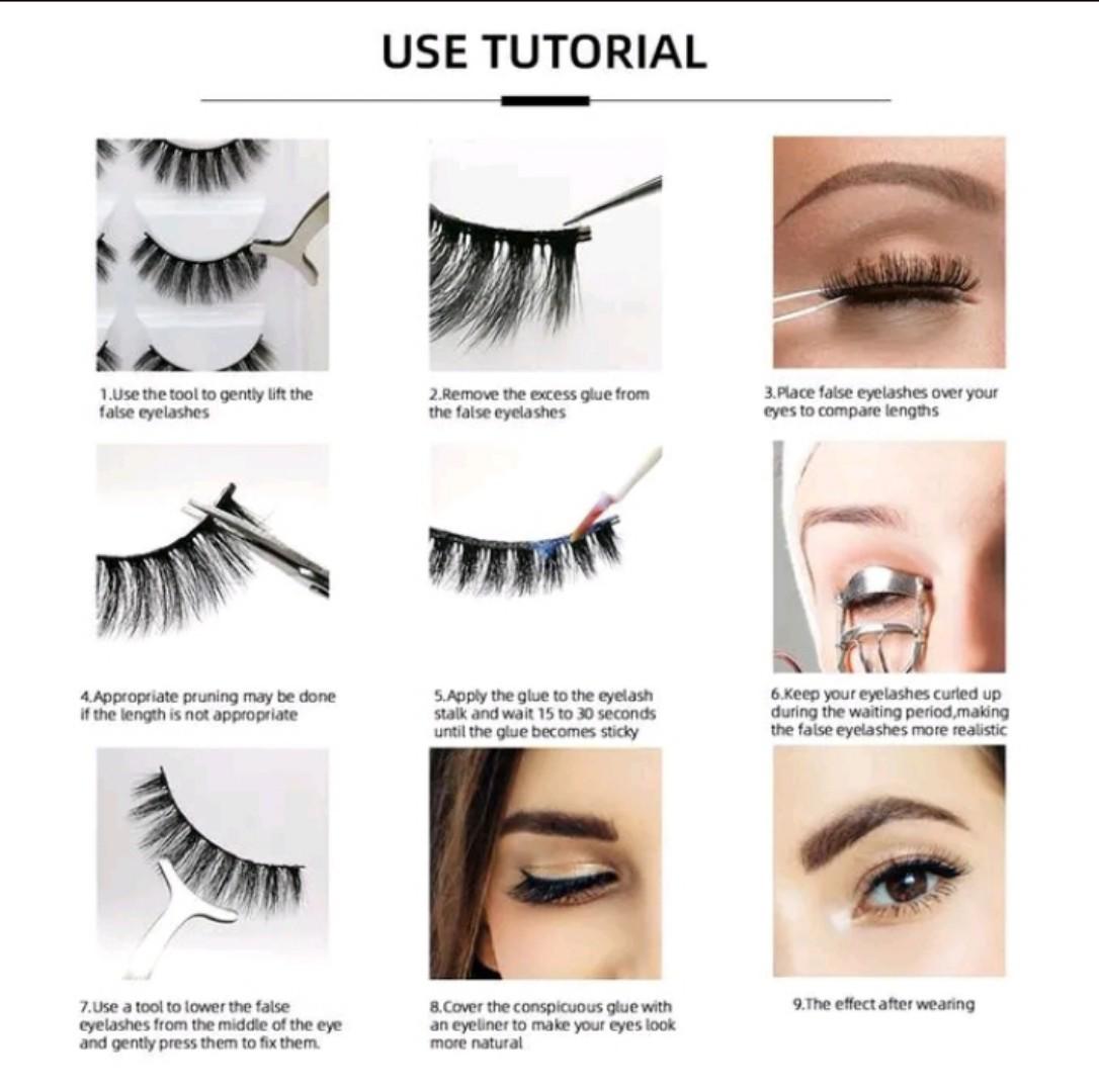 Fashion Beauty 6D Mink Eyelashes False Faux Eyelashes 2 Pairs Reusable up to 3 Times view 5