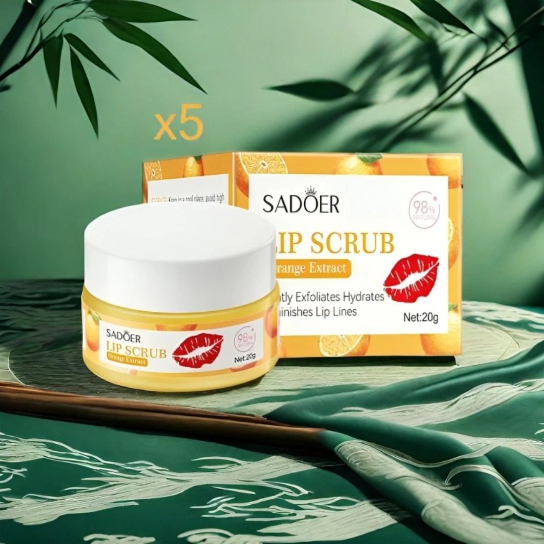 SADOER Orange Extract Gentle Exfoliating Lip Scrub and Lip Balm for Diminishing Fine Lines and Deep Hydrating Lip Mask
