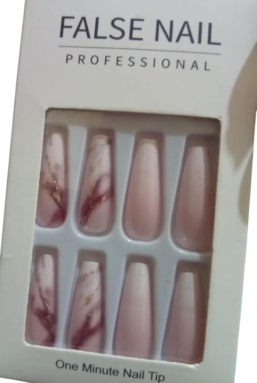 24 pcs Pattern Long & Short Luxury Press On Ballerina Nails Acrylic Stickons + Application Glue (1 Pack) Long Luxury Press On Ballerina Coffin Nails Acrylic Stickons Pressons False Faux Manicure Nails