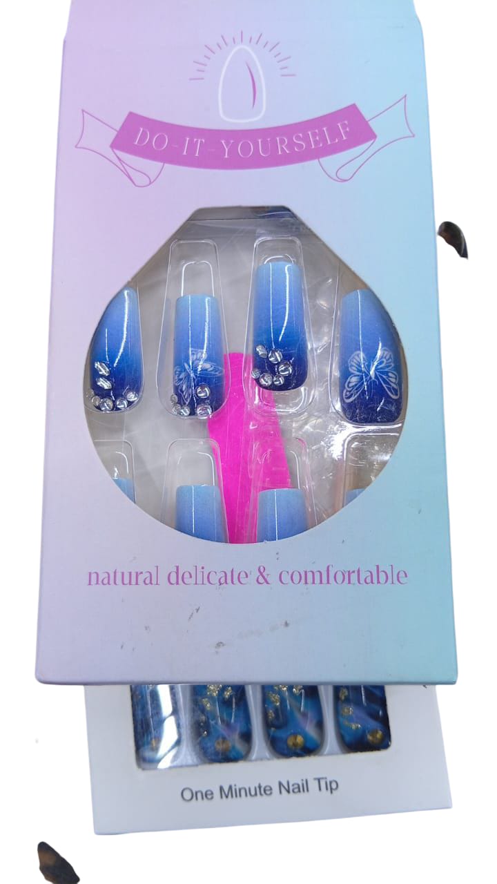 24 pcs Pattern Long & Short Luxury Press On Ballerina Nails Acrylic Stickons + Application Glue (1 Pack) Long Luxury Press On Ballerina Coffin Nails Acrylic Stickons Pressons False Faux Manicure Nails