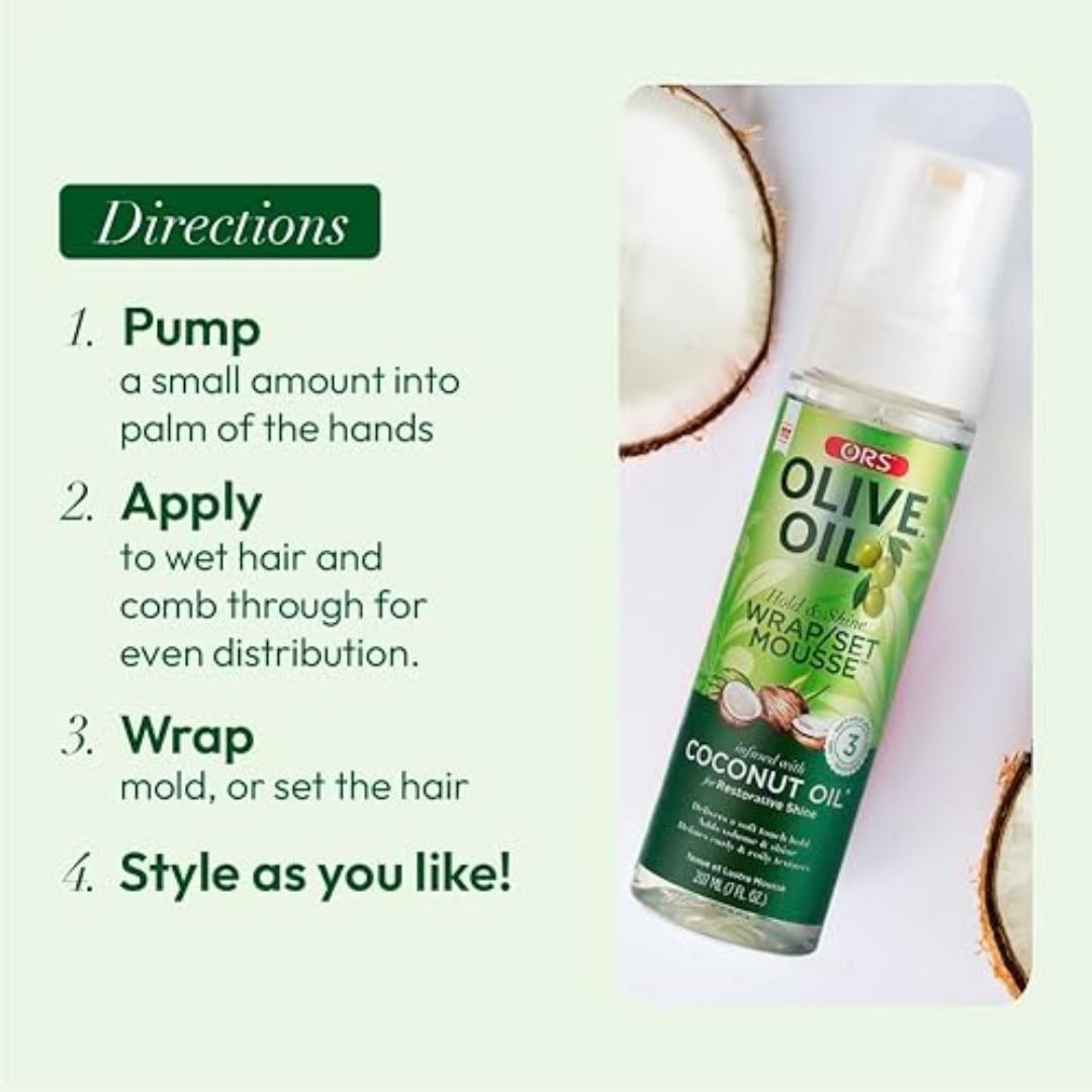 ORS Olive Oil Hair Styling Mousse  is perfect for wrapping or setting your hair and giving it great hold and volume.