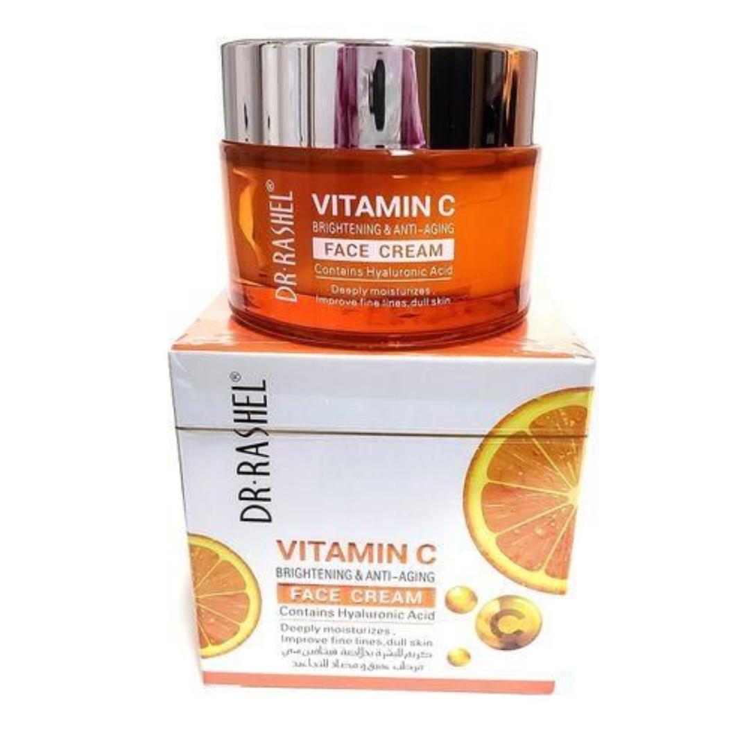 DR RASHEL Vitamin C Face Cream - Hyaluronic Acid , Anti Ageing And Collagen Moisturizer - 1.76 Oz