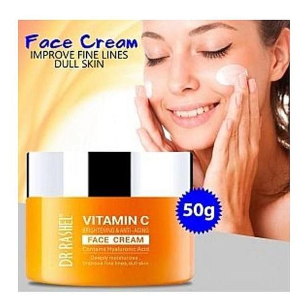 DR RASHEL Vitamin C Face Cream - Hyaluronic Acid , Anti Ageing And Collagen Moisturizer - 1.76 Oz