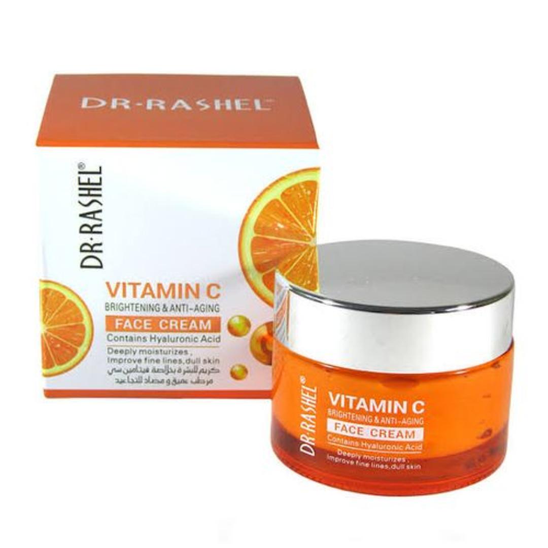 DR RASHEL Vitamin C Face Cream - Hyaluronic Acid , Anti Ageing And Collagen Moisturizer - 1.76 Oz