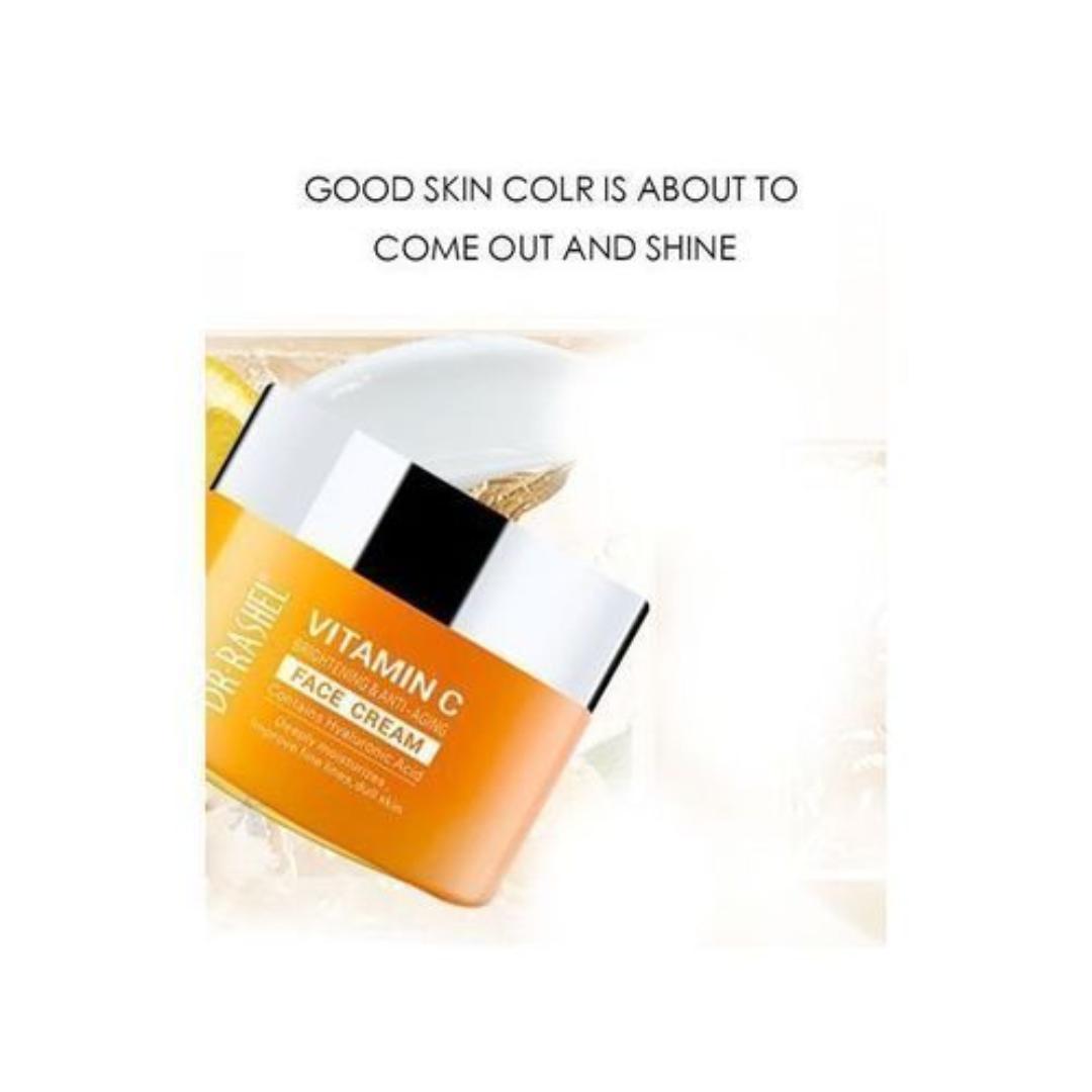 DR RASHEL Vitamin C Face Cream - Hyaluronic Acid , Anti Ageing And Collagen Moisturizer - 1.76 Oz
