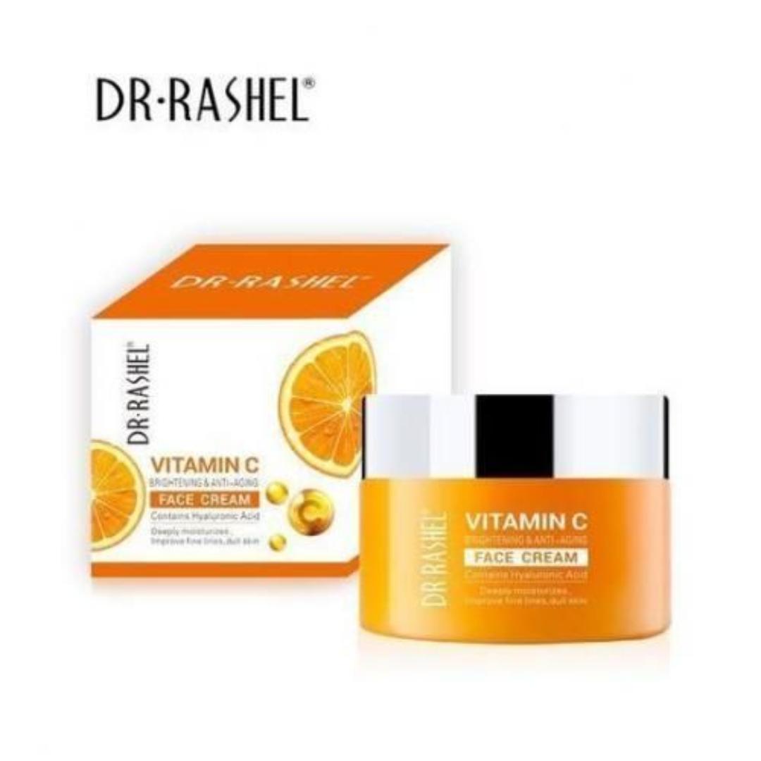 DR RASHEL Vitamin C Face Cream - Hyaluronic Acid , Anti Ageing And Collagen Moisturizer - 1.76 Oz