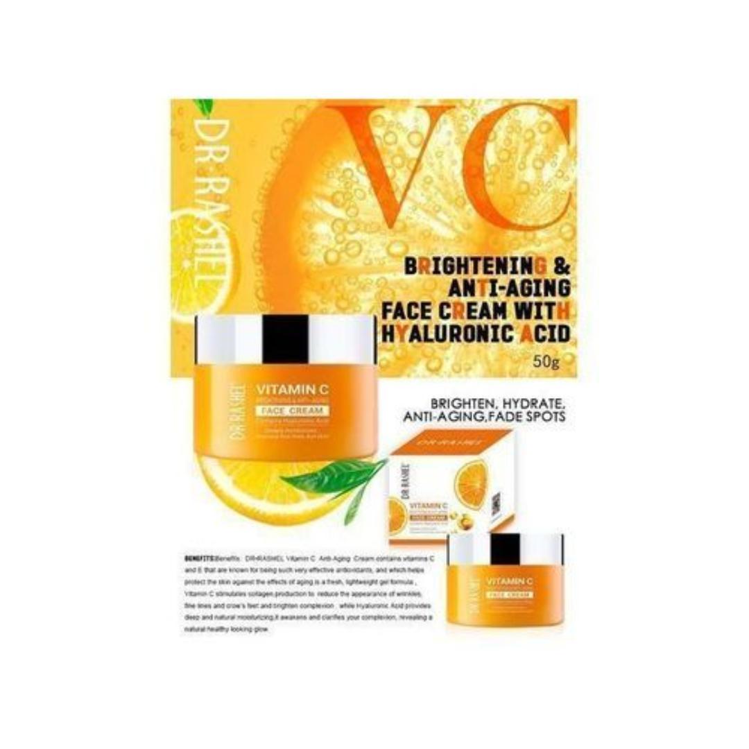 DR RASHEL Vitamin C Face Cream - Hyaluronic Acid , Anti Ageing And Collagen Moisturizer - 1.76 Oz