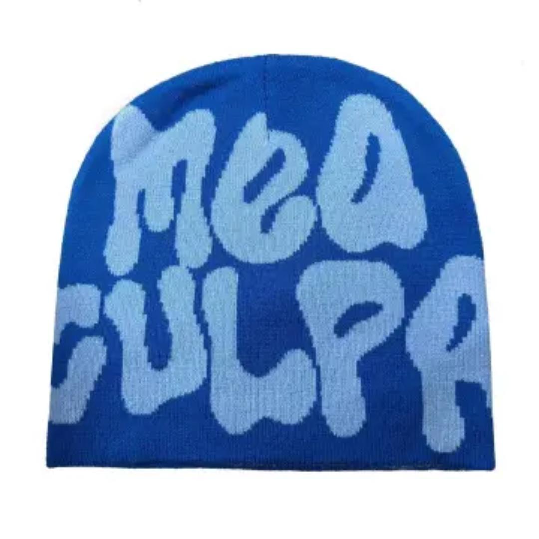 MEA CULPA BEANIE Unisex Foldable Warm Beanie Trend Letter Jacquard Knit Hat Berets 100% Acrylic Warm Knitted Cap