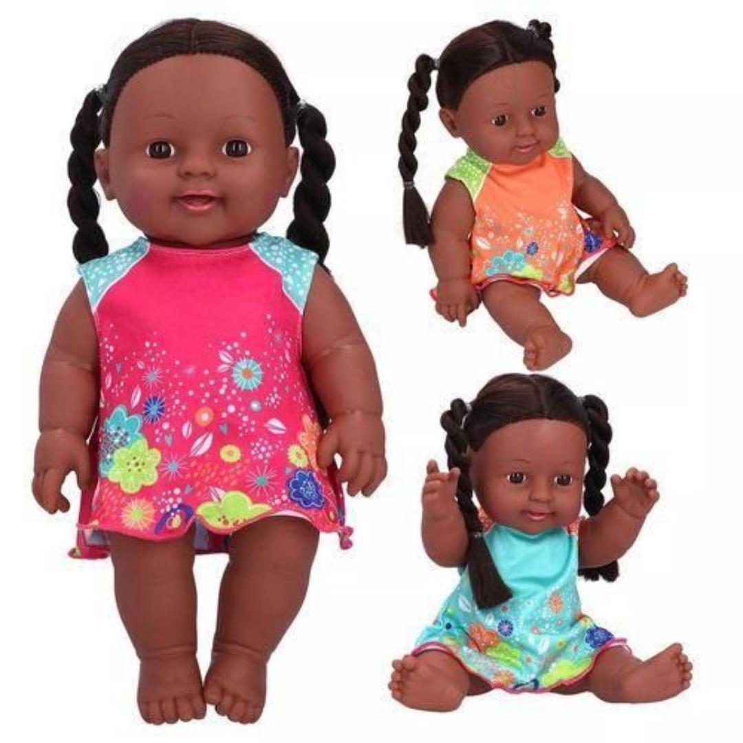 African Girl Doll Exquisite Black Lifelike Chidren Cute Kid 30cm African Toy Doll – Beautiful Brown Skin Baby Doll with Traditional Outfit