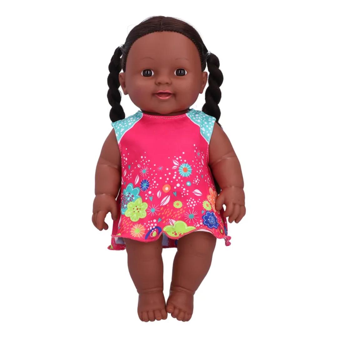 African Girl Doll Exquisite Black Lifelike Chidren Cute Kid 30cm African Toy Doll – Beautiful Brown Skin Baby Doll with Traditional Outfit