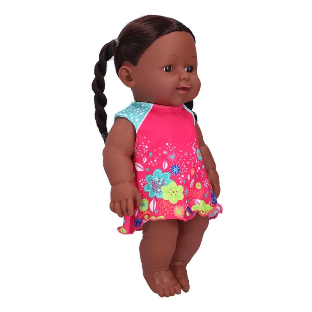 African Girl Doll Exquisite Black Lifelike Chidren Cute Kid 30cm African Toy Doll – Beautiful Brown Skin Baby Doll with Traditional Outfit