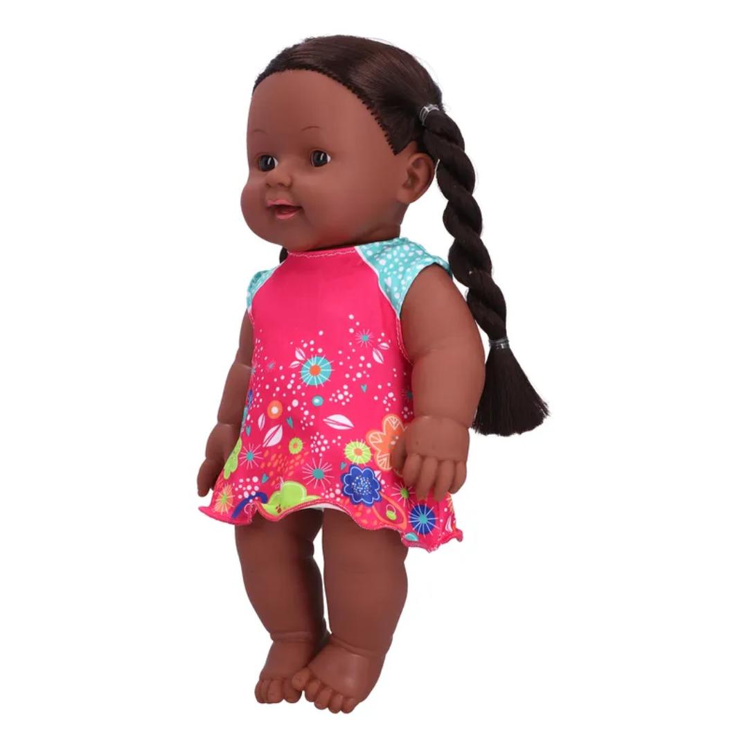 African Girl Doll Exquisite Black Lifelike Chidren Cute Kid 30cm African Toy Doll – Beautiful Brown Skin Baby Doll with Traditional Outfit